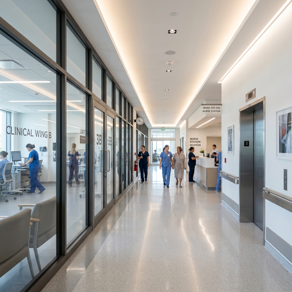 Modern hospital corridor