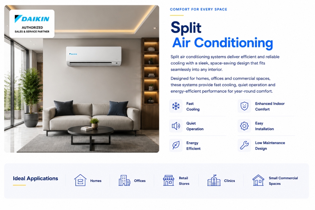 Elegant wall-mounted split air conditioning unit in a modern premium lounge interior