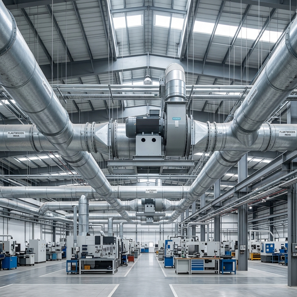 Galvanized steel ducting, industrial ventilation exhaust fans and factory infrastructure